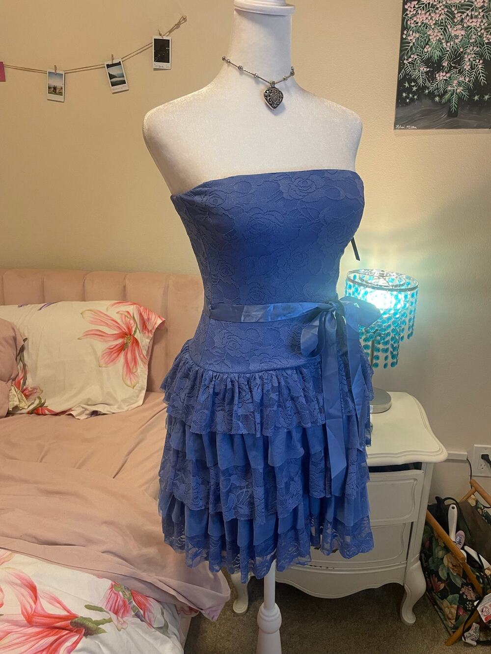 nwt as you wish ruffle lace strapless dress